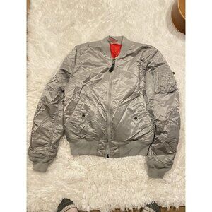 80s Alpha Industries MA-1 Intermediate Flyer Man’s Reversible Grey Bomber Jacket